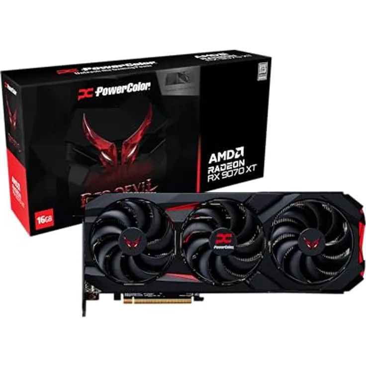 PowerColor AMD Radeon RX 9070 XT Grafikkarte, 16 GB GDDR6, hohe Gaming-Leistung und fortschrittliches Kühlsystem