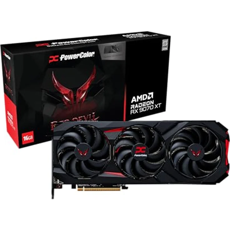 PowerColor AMD Radeon RX 9070 XT Grafikkarte, 16 GB GDDR6, hohe Gaming-Leistung und fortschrittliches Kühlsystem – Bild 1