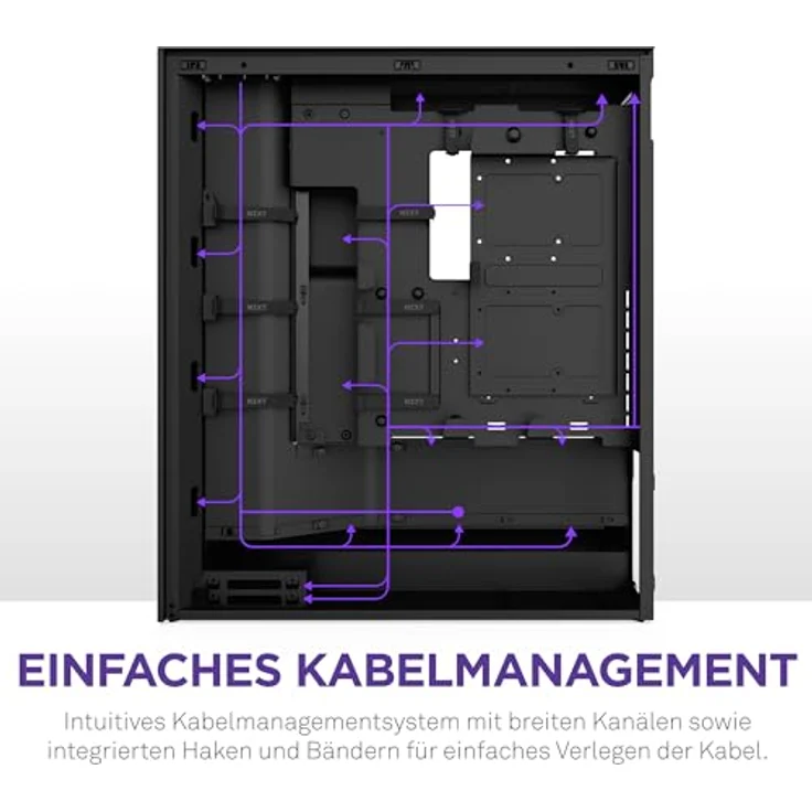 NZXT PC-Gehäuse H7 Flow (2024), vertikales GPU-Kühlungssystem, 3 frontmontierte 120-mm-Lüfter, schwarz – Bild 6