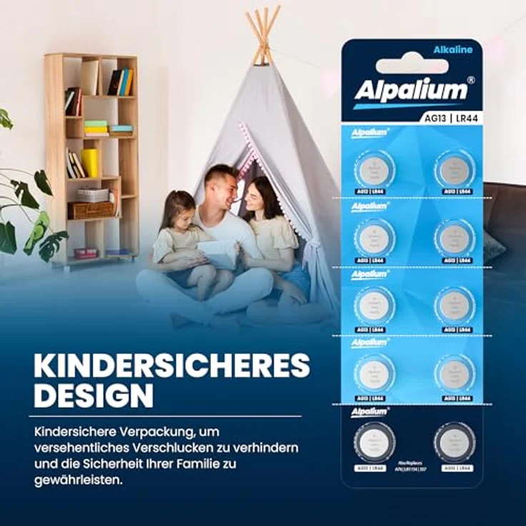 Alpalium AG13 LR44 Knopfzellen, 40 Stück langlebige Alkaline Batterien für Uhren, Taschenrechner, Spielzeug, Laserpointer und mehr – Bild 5