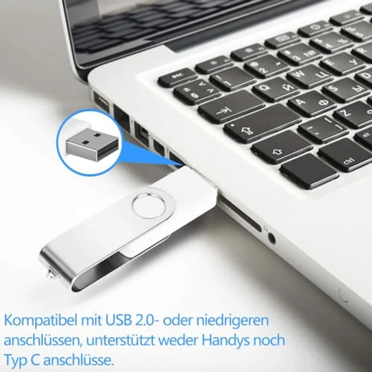 AreTop USB Sticks 32 GB, 10er Pack Metall High Speed Speicherstick Rotate, Plug and Play (Weiß) – Bild 2