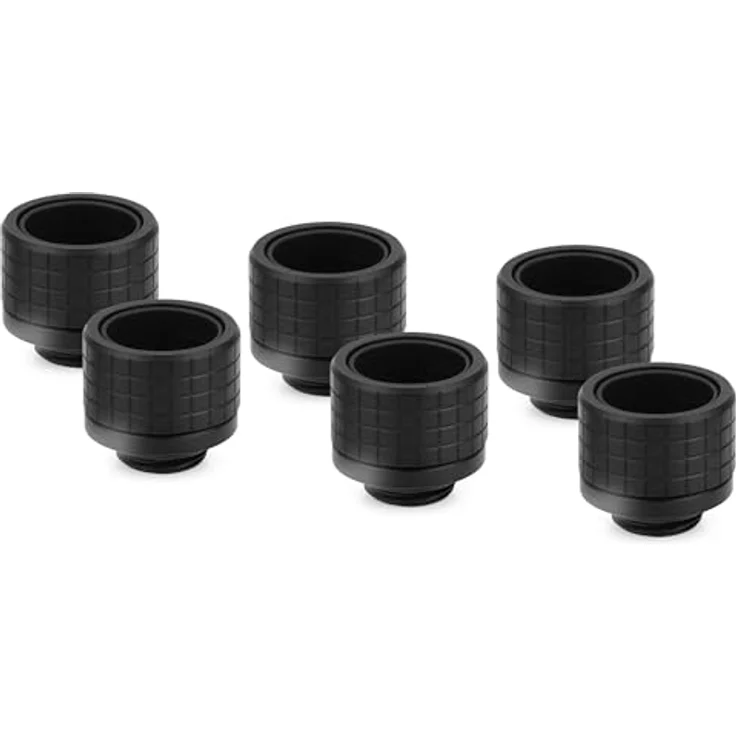 Thermal Grizzly DeltaMate Fitting HT16, 16 mm Black, 6-Pack, Hochwertige Messingkonstruktion mit mattschwarzem Chrom-Finish – Bild 1