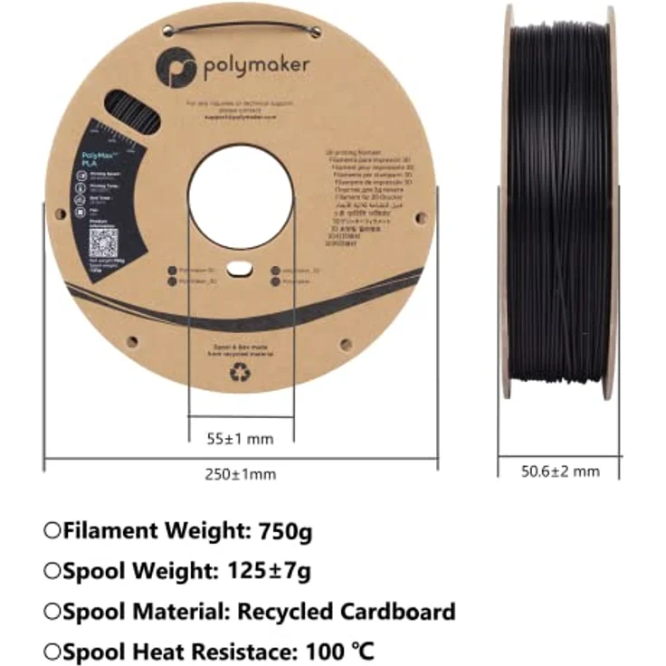 Polymaker PolyFlex TPU-95A, flexibles 3D-Druckmaterial, schwarz, 1,75 mm, 750 g – Bild 5