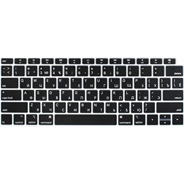 Batianda US Enter Wasserdichte Ultradünne Silikon-Tastaturabdeckung für MacBook Air 13 Zoll 2018 Release mit Touch ID Modell: A1932 (schwarz) schwarz Russian Version