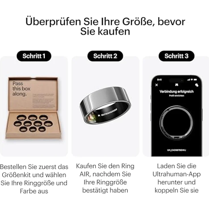 Ultrahuman Ring Air (9, Space Silver), Smart Ring mit Schlaf- und Bewegungsindex, 2,4 g leicht, Silber – Bild 2