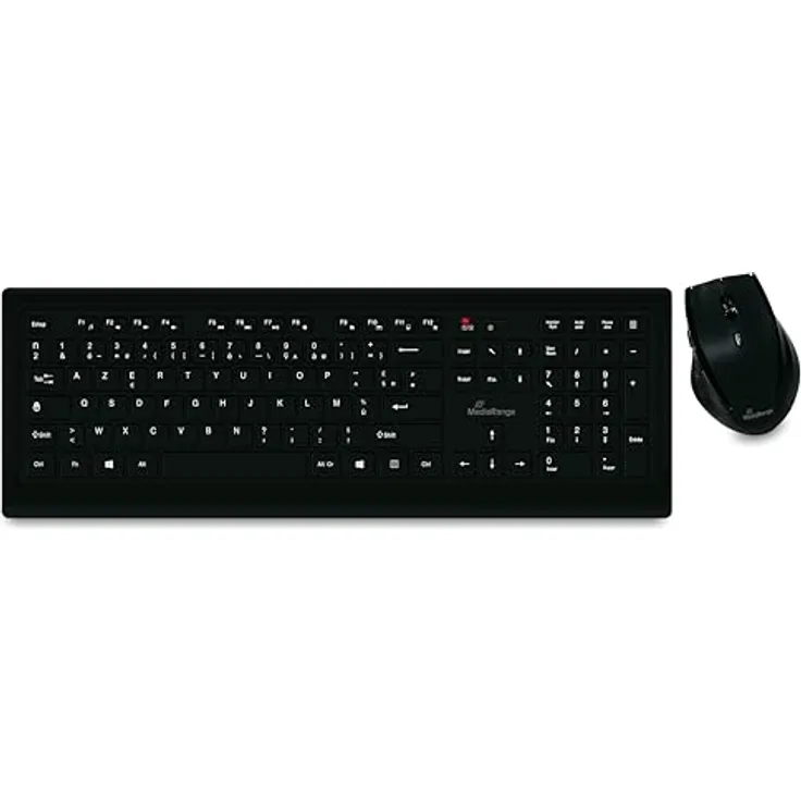 MediaRange kabelloses Tastatur und Maus Set, AZERTY Layout, spritzwassergeschützt, höhenverstellbar, USB 2.0 Empfänger