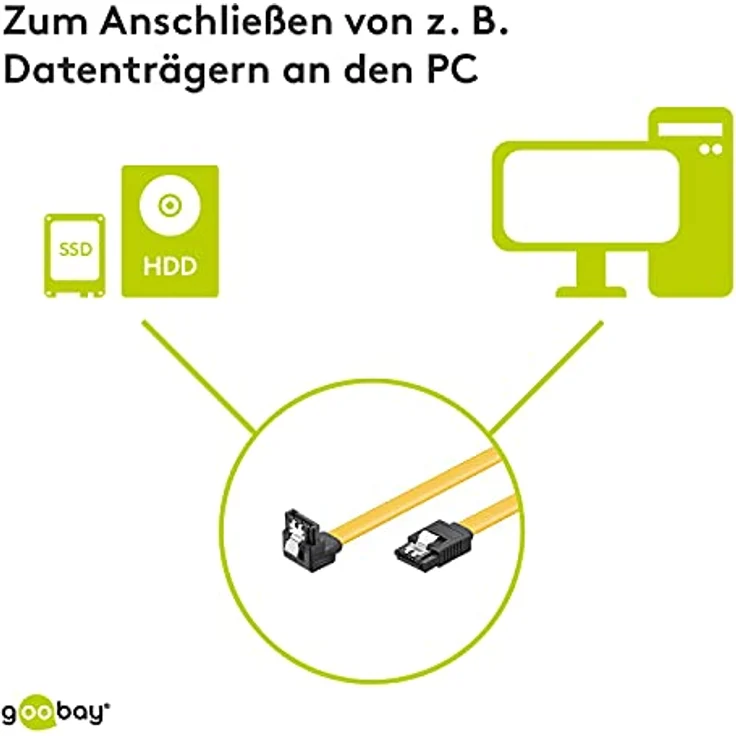 Wentronic HDD S-ATA Kabel 1,5GBs/3GBs/6GBs (S-ATA L-Type auf L-Type 90) 0,3m gelb – Bild 3