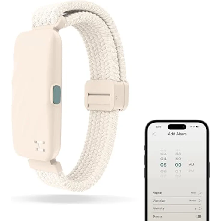 HoMedics WakeBand SS-WB100CE-WW, Silent Alarm Vibrationswecker Schlafarmband mit 9 Vibrationsintensitäten, creme – Bild 1