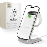 Tech-Protect QI15W-A36 3in1 Wireless Charger für Apple, Ladegerät für iOS-Geräte, Weiß (18W), USB-C, faltbares Design