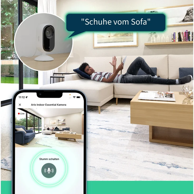 Arlo Essential 2K Indoor-Kamera  - 1er Set - Weiß – Bild 5