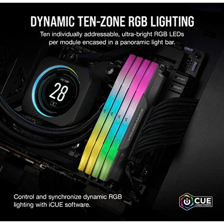 CORSAIR Vengeance RGB DDR5 RAM 32GB (2x16GB) 6000MHz CL36 AMD Expo iCUE-Kompatibler Computerspeicher - Grau (CMH32GX5M2E6000Z36) – Bild 4