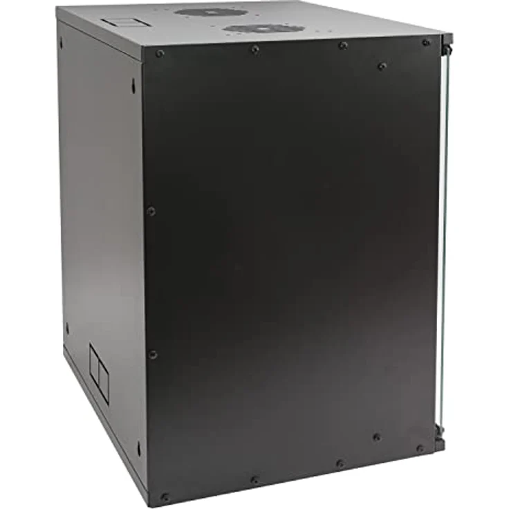 HMF 65712-02 Netzwerkschrank, Serverschrank 19 Zoll | 12 HE | 400 mm Tiefe | Glastür | Schwarz – Bild 2