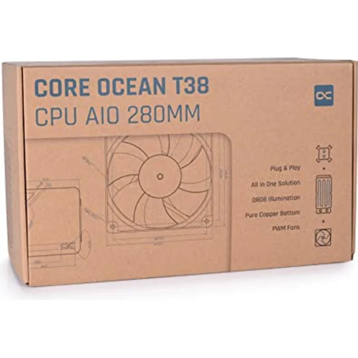 Alphacool 13053 Core Ocean T38 AIO 280mm Multi-kompatibler All-in-One CPU AIO Wasserkühler, kompatibel mit Intel & AMD PWM-gesteuerte Pumpe, 200-1700 RPM - Preisvergleich – Bild 5