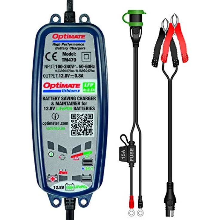 Optimate TM470 Lithium 4S Akku-Ladegerät/Testgerät mit 8-Stufen 0,8 Ampere, 12,8/13,2V, Blau – Bild 3