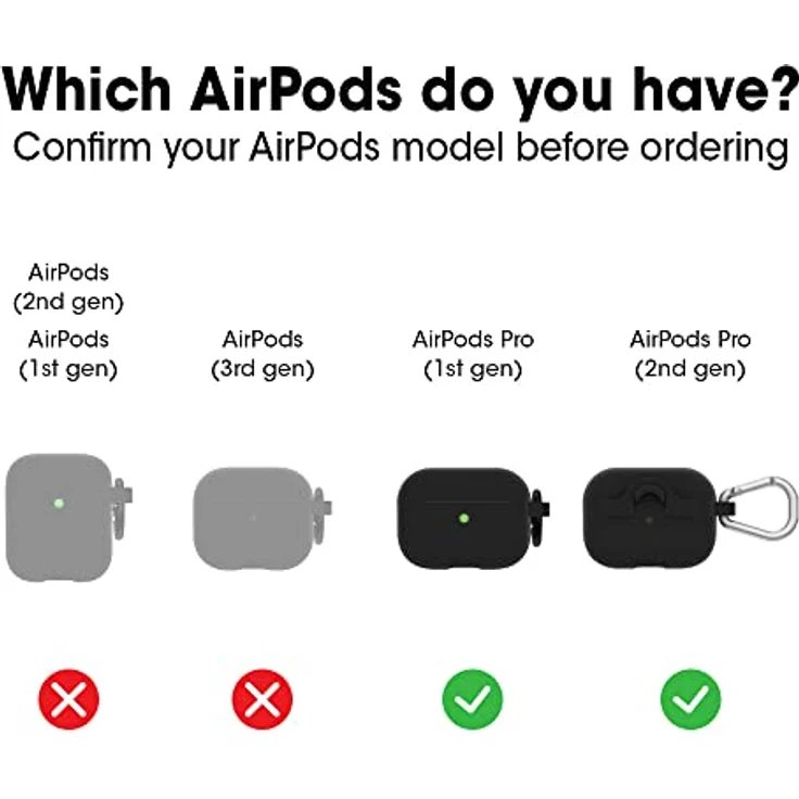 OtterBox Soft Touch Kopfhörer Hülle für AirPods Pro (1. gen / 2. gen), stoßfeste, sturzsichere, ultraflache, kratz- und abriebfeste Schutzhülle für Apple AirPods, inklusive Karabiner, Schwarz – Bild 2