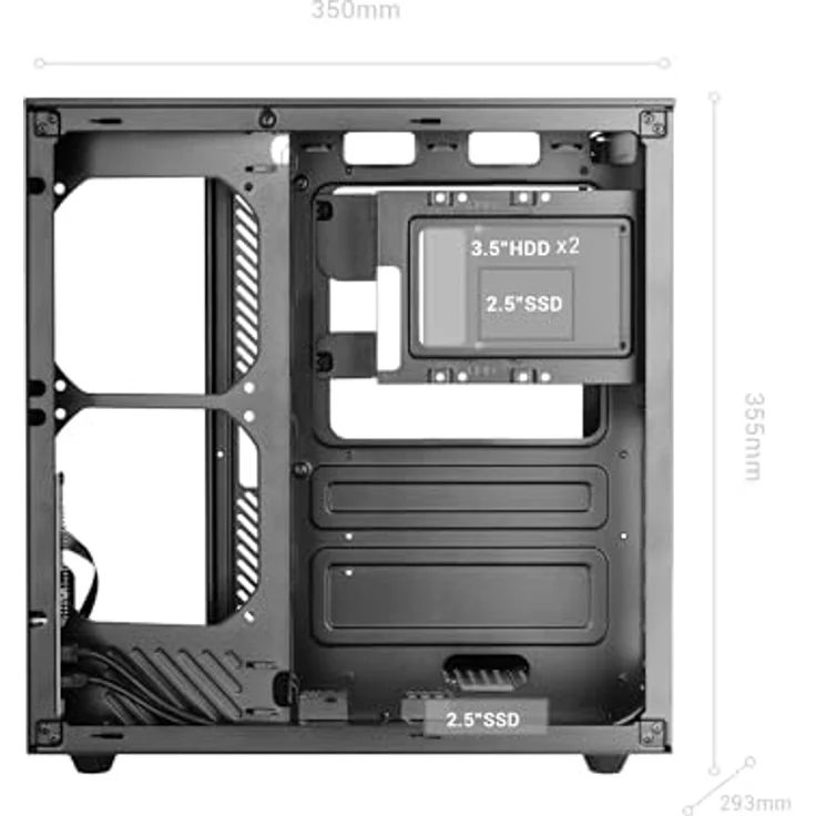 Mars Gaming MC INFINIOLITE ATX Gaming-Gehäuse, Doppelkammer mit gehärtetem Glas, weiß, für optimierte Kühlung und leistungsstarke Hardware – Bild 8