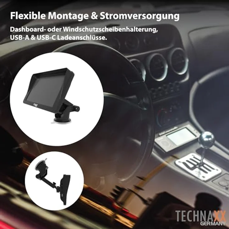 Technaxx TX-320, Wireless Car Play & Android Auto Display 7", Bluetooth 5.0, FM-Transmitter, AUX-Ausgang, eingebauter Lautsprecher, MicroSD-Steckplatz, Armaturenbrett-/Windschutzscheibenhalterung – Bild 6