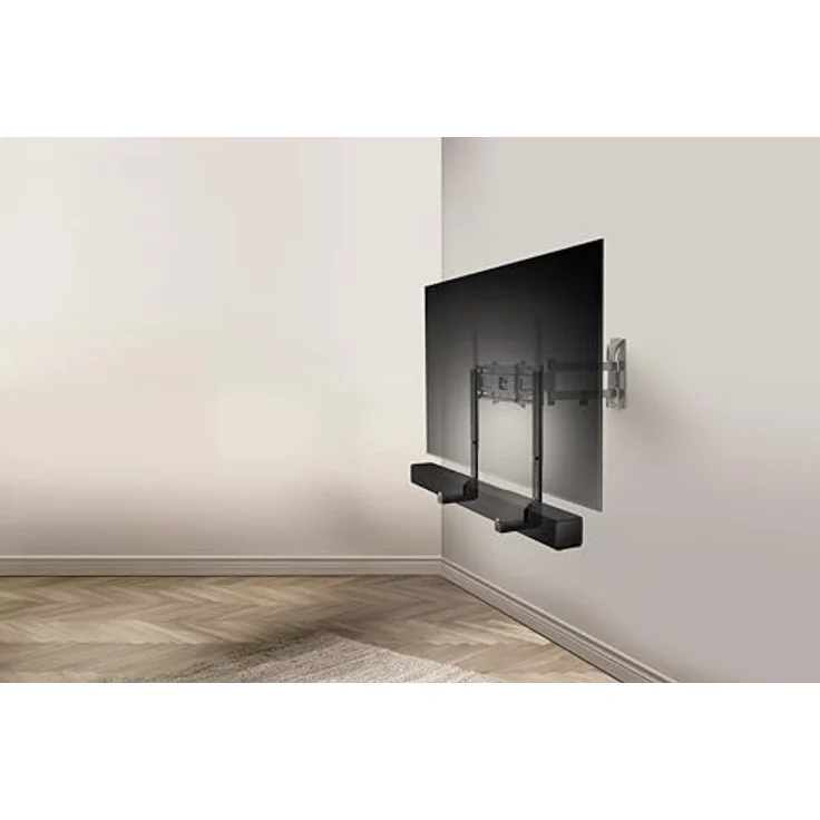 Meliconi Universal TV Soundbar Halterung, höhenverstellbar bis 10 kg, mit Kabeldurchführung und Vibrationsschutz, Schwarz – Bild 2