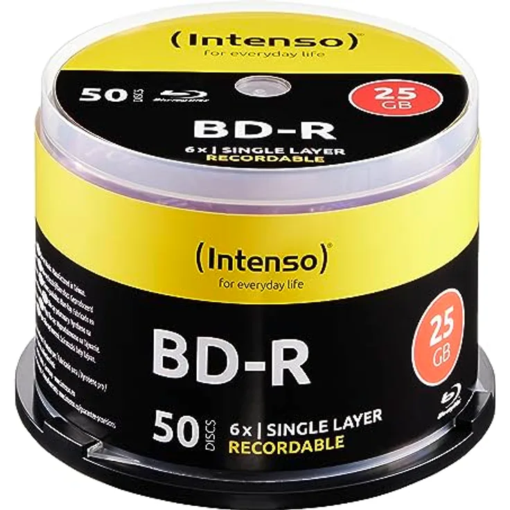 Intenso Blu-Ray 25GB, 6X Speed, Recorcable - 50pcs Cake Box