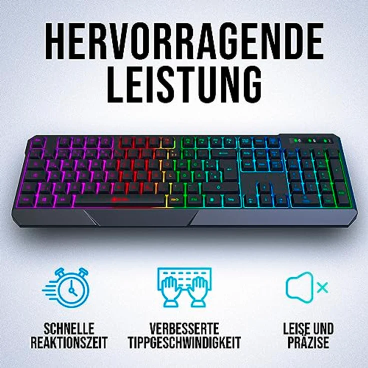 KLIM Chroma Wireless Gaming Tastatur Schwarz - Kabellos DEUTSCH QWERTZ - Ergonomisch, Wasserdicht, Leise - RGB Beleuchtung - NEU 2024 – Bild 4