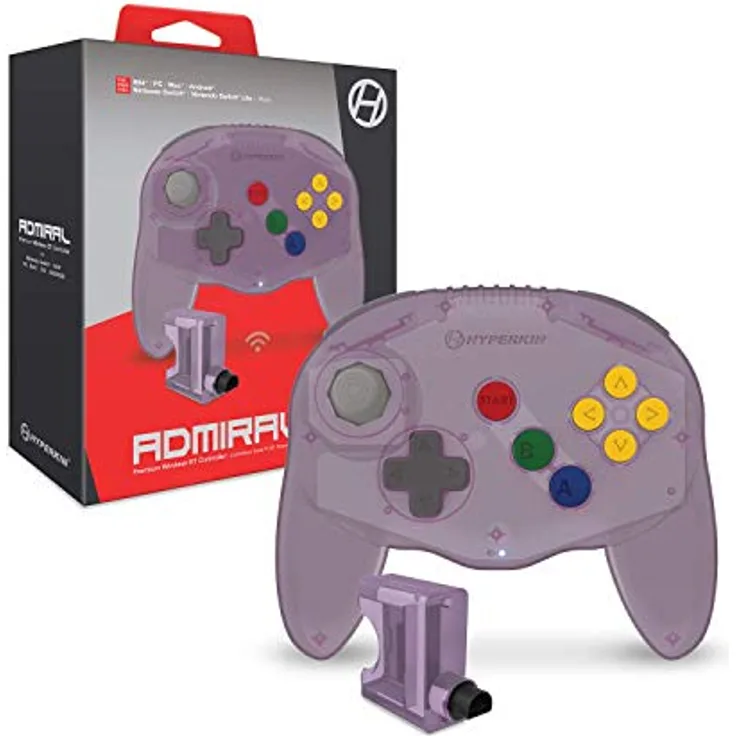 Hyperkin Admiral Premium (Purple), Wireless Controller für Nintendo 64 mit ergonomischem Design und doppelten Z-Tasten