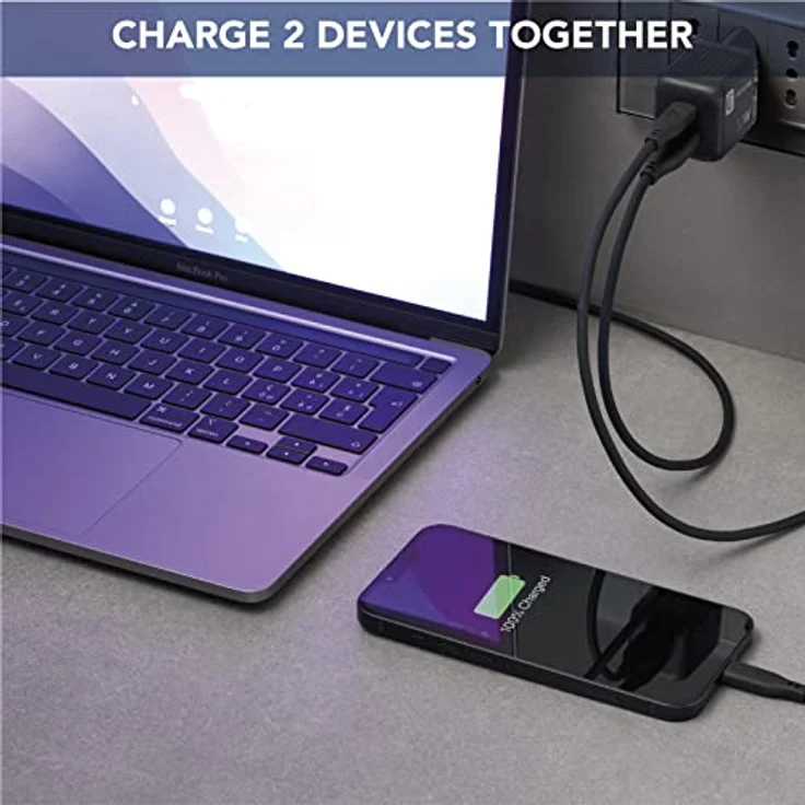 Cellularline | Multipower Micro Netzladegerät | Super Fast Charger 30W mit 2 USB-C-Anschlüssen - ausgestattet mit Gan-Technologie - Kompatibel mit Smartphones, iPhone, Tablets, iPad und MacBook – Bild 2