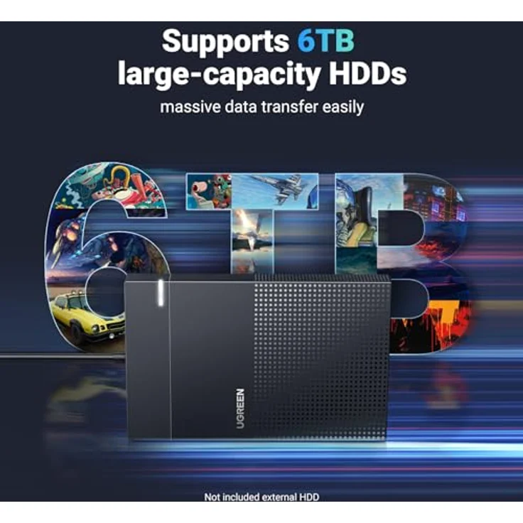 UGREEN USB 3.0 Externes Festplattengehäuse 2,5 Zoll SATA III HDD/SSD, 6 TB, Max 5 Gbps, UASP, Windows/Mac/Linux, Werkzeuglos – Bild 4