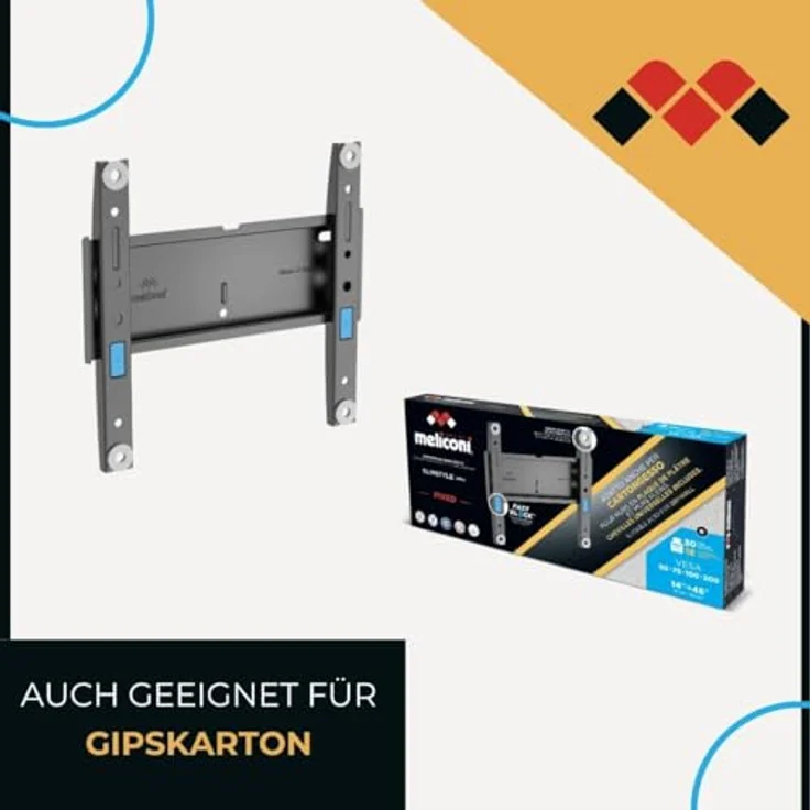 Meliconi 480956 TV-Halterung, geeignet für 35,6 cm bis 114,3 cm (14" bis 45"), VESA 50 x 50 mm bis 200 x 200 mm, maximal 30 kg, schwarz – Bild 2