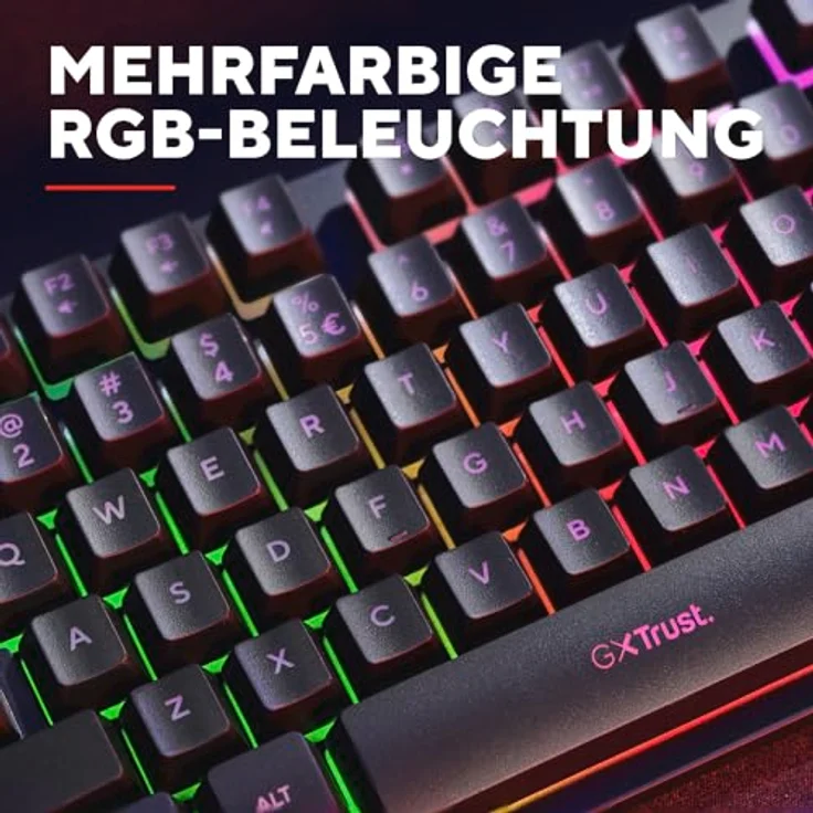 Trust GXT 833 Thado TKL Gaming Tastatur, Deutsche QWERTZ, Kompakte 80% USB Tastatur mit Metall-Rückplatte, Anti-Ghosting, LED-Beleuchtung, Schwarz – Bild 4