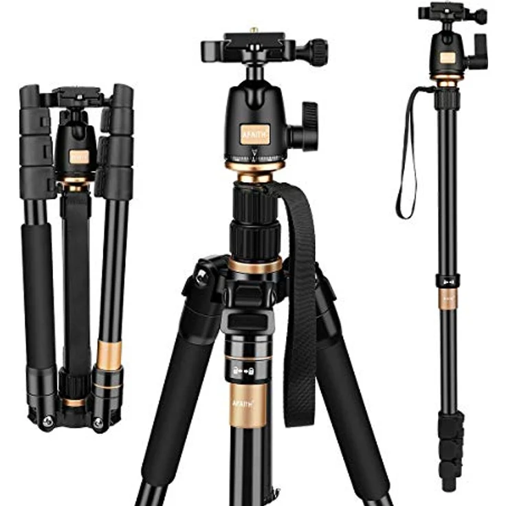 AFAITH Professional Stativ Tragbare Magnesium-Aluminiumlegierung Stativ Monopod & Kugelkopf SLR-Kamera SLR Kamera Canon Nikon Pentax Sony Tripod Q-555 AF001 – Bild 2