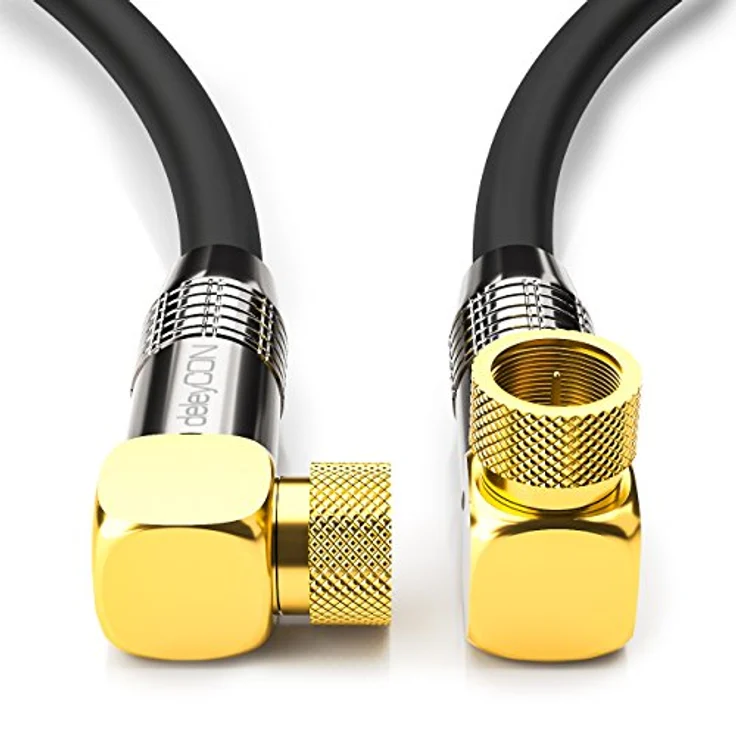 deleyCON 1m SAT Antennenkabel PREMIUM HDTV Satellitenkabel gewinkelt Koaxialkabel - F-Stecker (90° Grad) zu F-Stecker (90° Grad) - Schwarz - METALL vergoldet – Bild 4