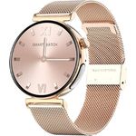Knauermann PRO 3 Mini (2024) Gold - Smartwatch mit Telefoniefunktion, EKG, HRV und SOS - AMOLED Display - Schlafapnoe - Milanaiseband Gold, 14-24