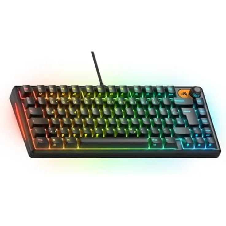 Glorious GMBK 75%, Mechanische Gaming-Tastatur mit DE ISO-Layout, IP57 wasser- und staubresistent, 10-Zonen RGB-Lichter, austauschbare MX-Tastenkappen, 321x137x41mm