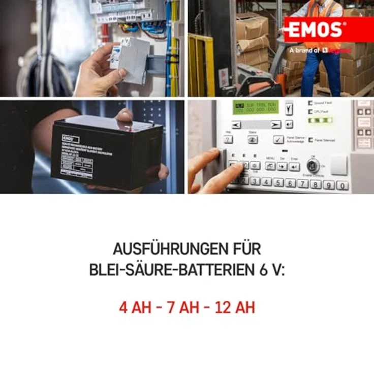 EMOS Wartungsfreier Bleiakku 6V 12Ah AGM Batterie Faston 4,7mm Anschluss für Alarmsysteme, Brandmeldetechnik, USV-Geräte 151x51x94 mm – Bild 3