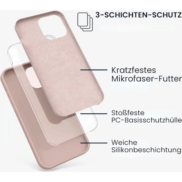 kwmobile Handyhülle für iPhone 13 Pro Max - Silikon Case in Altrosa, kabelloses Laden, griffig und stabil – Bild 2