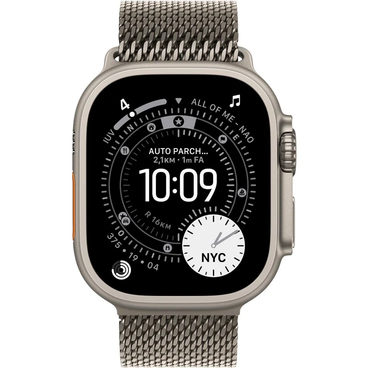 Apple Watch Ultra 3, Smartwatch mit Titan Natur und Milanaisearmband, sportliche GPS-Funktionen, 42 Stunden Akku