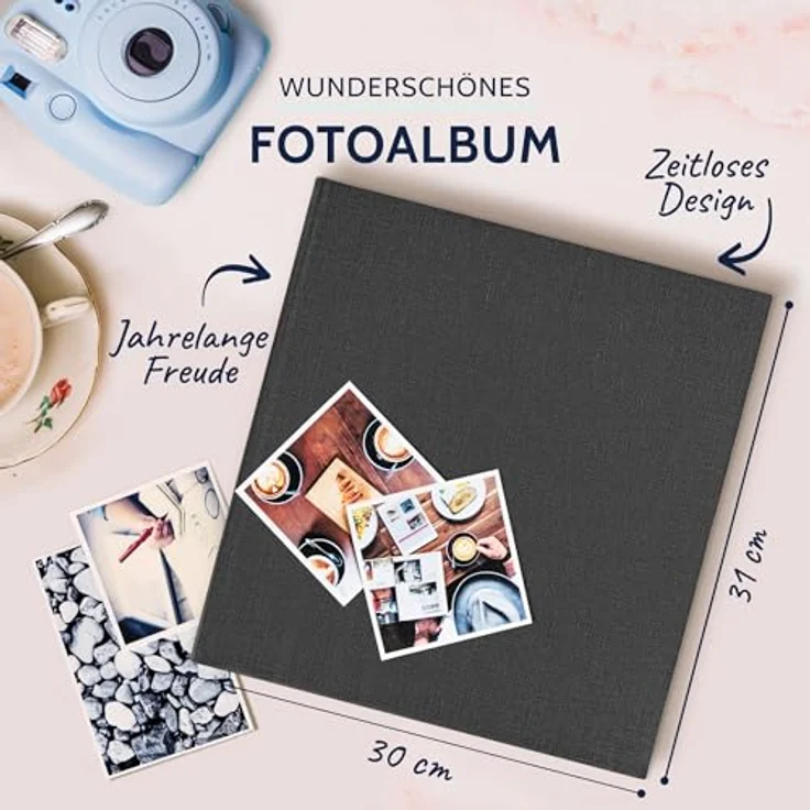 Goldbuch Summertime Anthrazit 30x31 Fotoalbum mit 100 weißen Seiten und Ecken- und Sichtfensterschutz – Bild 2