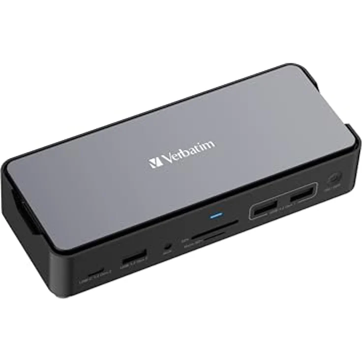 Verbatim USB-C Pro Docking Station mit SSD-Slot, 15-in-1 Hub zu HDMI 4K/8K, PD 80 W, für Mac/Windows, grau – Bild 1