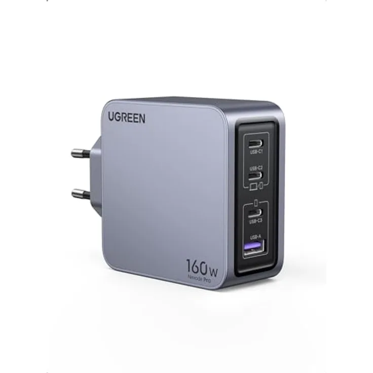 UGREEN USB C Ladegerät, Nexode Pro 160W GaN Charger Mini USB C Netzteil 4-Port Schnellladegerät PD3.1 kompatibel mit MacBook Pro/Air, iPad, iPhone 15 Pro Max, Galaxy S23 Ultra, Dell XPS