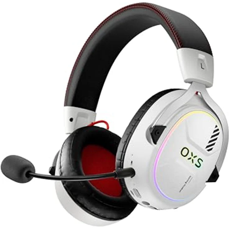 OXS Storm G2 Kabelloses Gaming-Headset, 7,1 Virtueller Surround Sound, 3 EQ Modi, 2,4 GHz Niedrige Latenz, RGB Beleuchtung, Bluetooth 5.3, Weiß – Bild 1