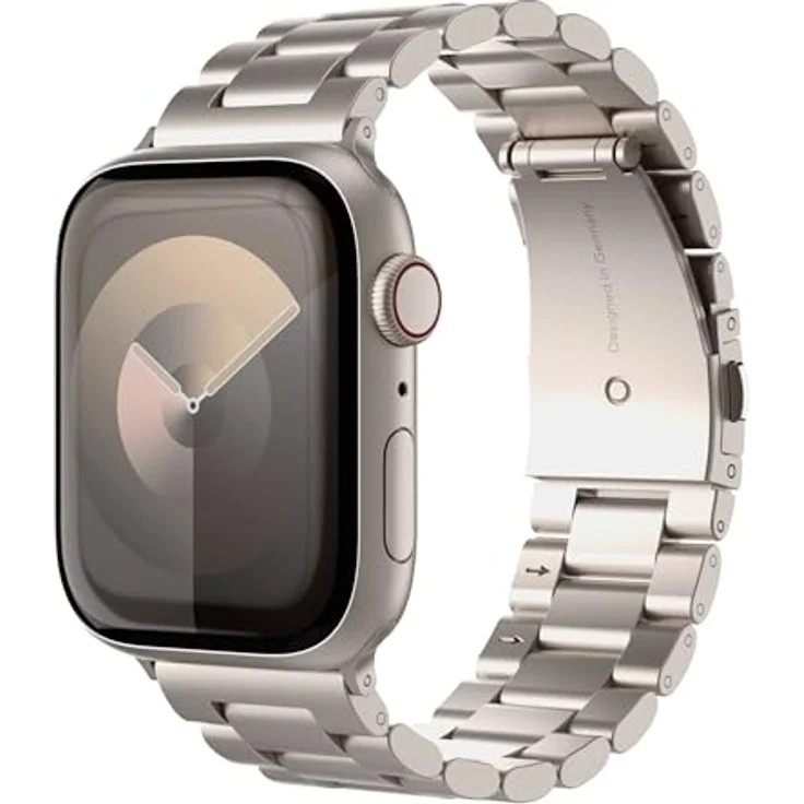 VONMÄHLEN Link Bracelet, Edelstahlarmband für Apple Watch, Champagne, aus Titan Grad 2, für 40 | 41 | 42mm, elegantes Five-Link Design und anpassbar – Bild 1
