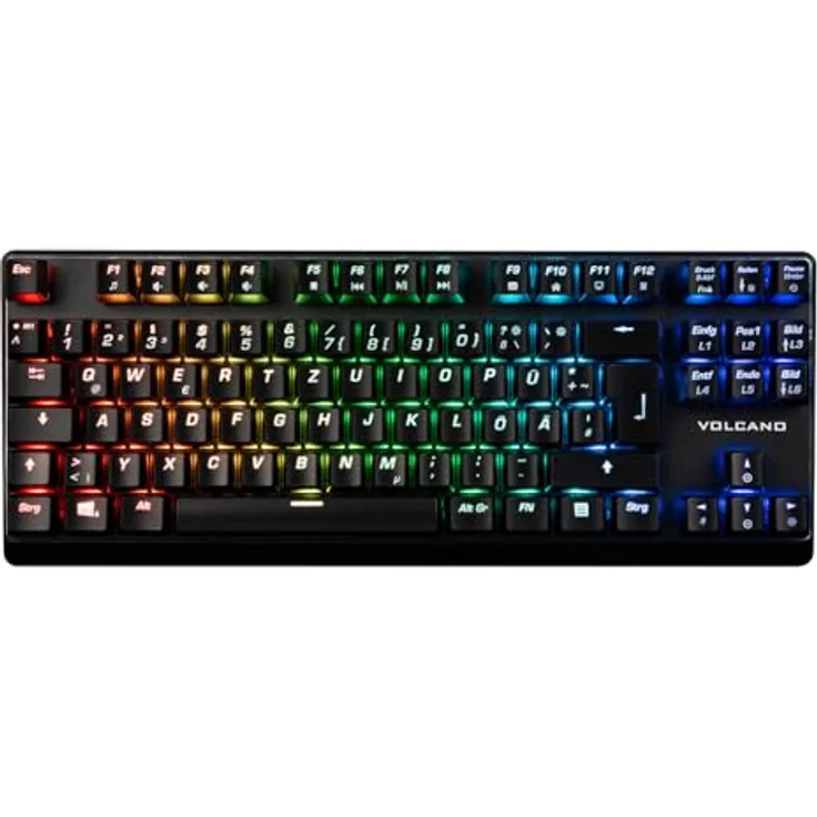 Modecom Volcano Lanparty Plus RGB, mechanische TKL-Tastatur mit Outemu Brown Switches, Schwarz, abnehmbares USB-Kabel