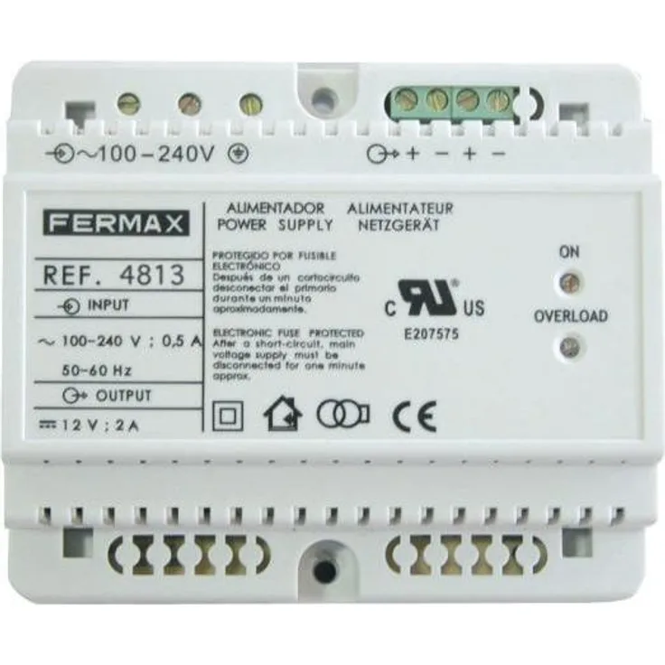 Fermax 4813, PC Netzteil 240 W, selbstverlöschendes VO-Material, DIN-6-Schienenformat, inkl. Schutzabdeckungen