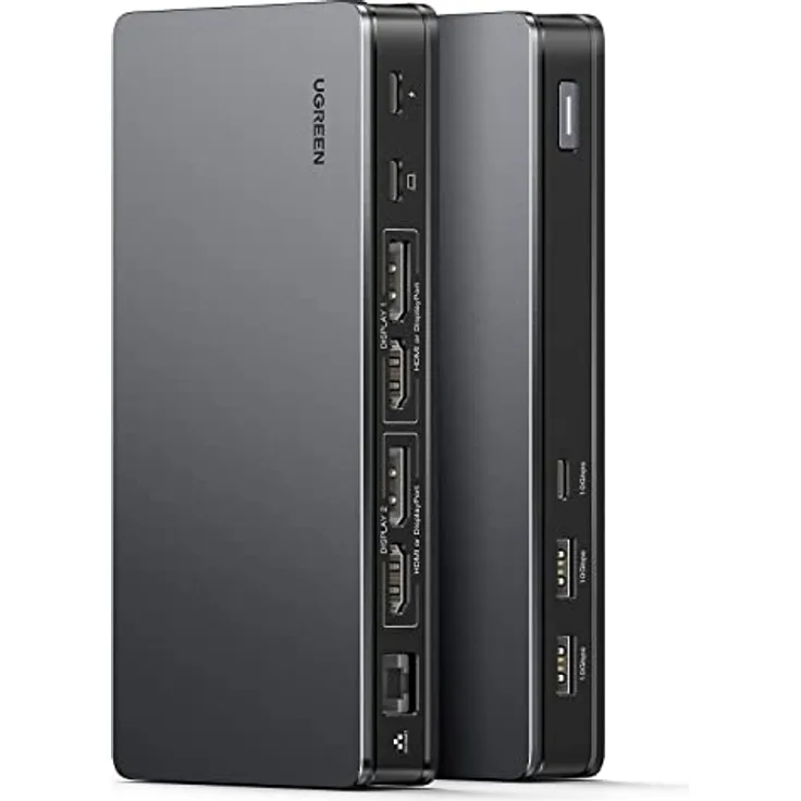 UGREEN Revodok Pro 209 Displaylink Docking Station Dual Display für macOS M1 M2 MacBook und Windows (mit integriertem Treiber) USB C Dock 4K@60Hz, 10Gbps USB Ports, Gigabit Ethernet und PD 100W
