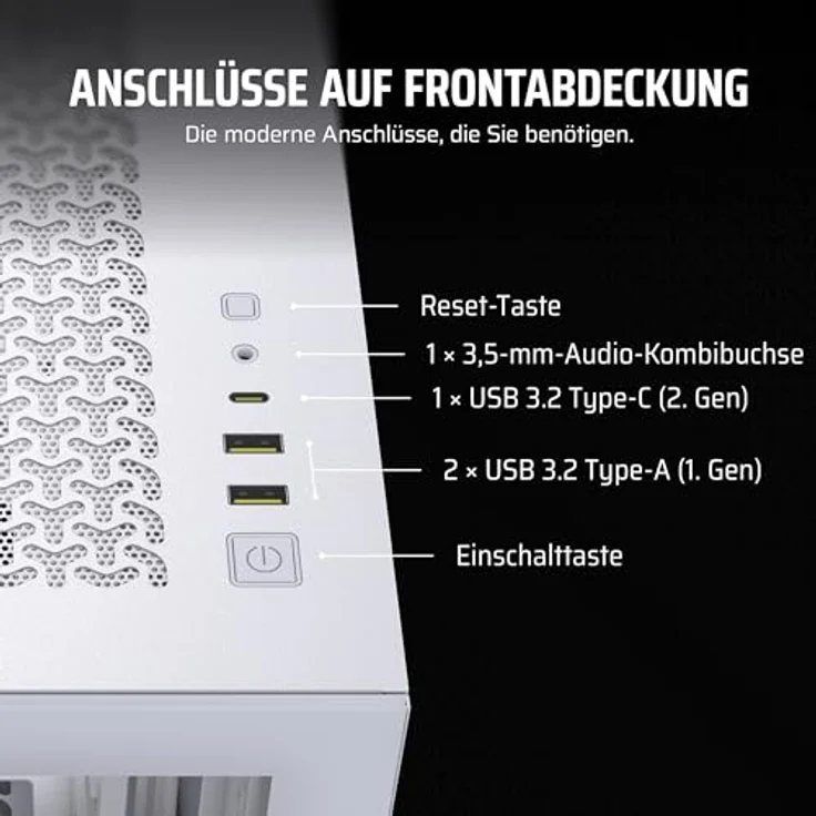 Corsair 3500X Mid-Tower ATX PC-Gehäuse - Gehärtetes Panorama-Glas - Umgekehrte Verbindung Motherboard-Kompatibel - Keine Lüfter Enthalten - Weiß – Bild 5