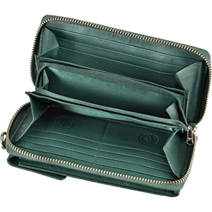 Greenburry Nappa Handytasche, RFID Leder, 8 cm x 4 cm x 16 cm, tannengrün – Bild 3