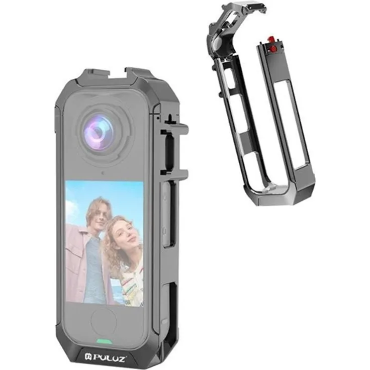 Puluz Metall-Schutzhülle für Insta 360 X4 Air, graue Aluminiumlegierung mit Magnetbasis und 1/4-Zoll-Gewinde