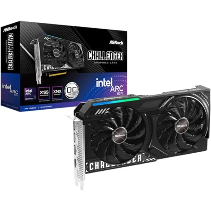 ASRock Grafikkarte Intel® Arc B570 Challenger 10GB OC, 12 GB GDDR6 Speicher, 19000 MHz Speichertakt, max. 225 W – Bild 1