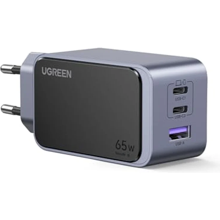 UGREEN Nexode S 65W, 3-Port GaN Wandladegerät, Grau, mit Schnellladefunktion und Sicherheitsfeatures – Bild 1
