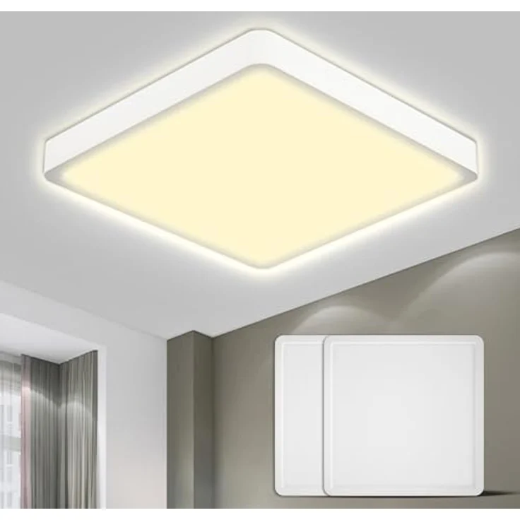 LQWELL® Deckenleuchte LED Quadrat Flach 18W 3000K 1600LM IP44 Wasserfest, Modern Schlicht Lampe Dünn für Wohnzimmer Badezimmer Schlafzimmer Küche Flur Keller Büro, 220 * 24mm – Bild 1